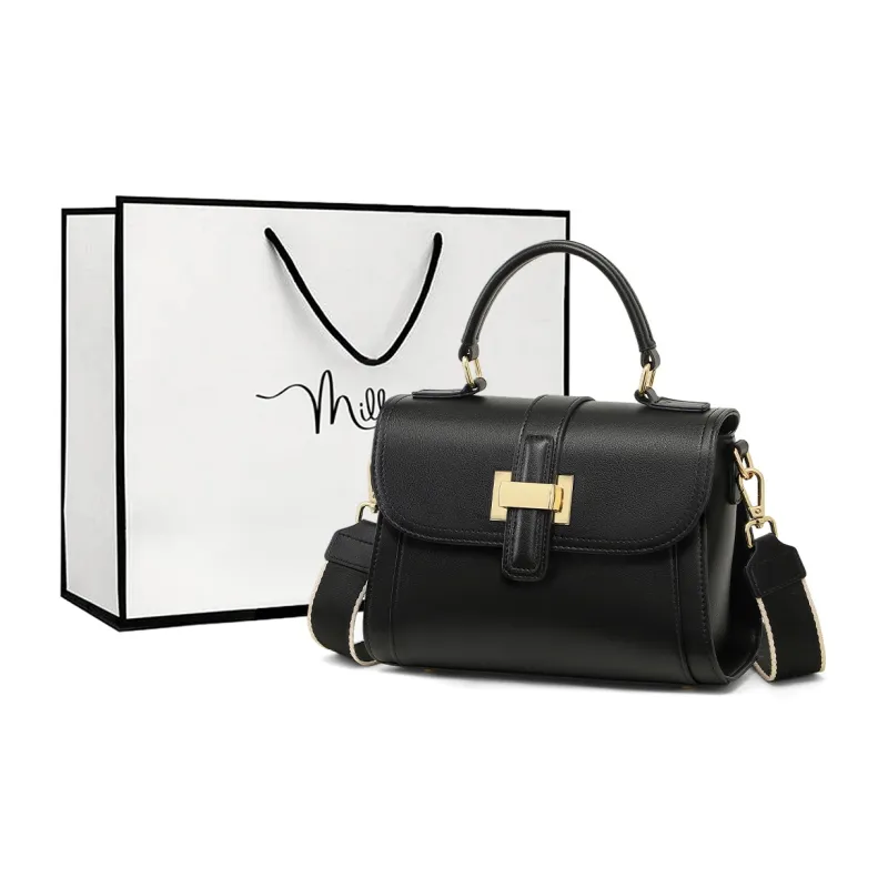 MILLIE'S Cow Leather Shoulder Bag, Crossbody Bag, Handbag Women's Black-0
