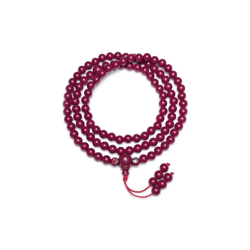 MOUNTAINS AND MANS Cinnabar New Chinese Style Peaceful Auspicious Stacking Good Luck Beaded Bracelet Unisex-3