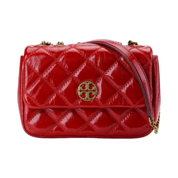 TORY BURCH Shiny Goat Waxed Leather Chain Bag Shoulder Bag Crossbody Bag Women's Red