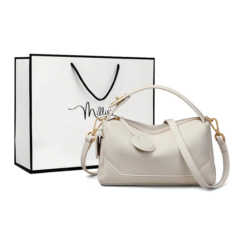 MILLIE'S Cow Leather Patchwork Synthetic Leather Handbags Shoulder Bag Crossbody Bag Regular Women's Dark Brown/White-6