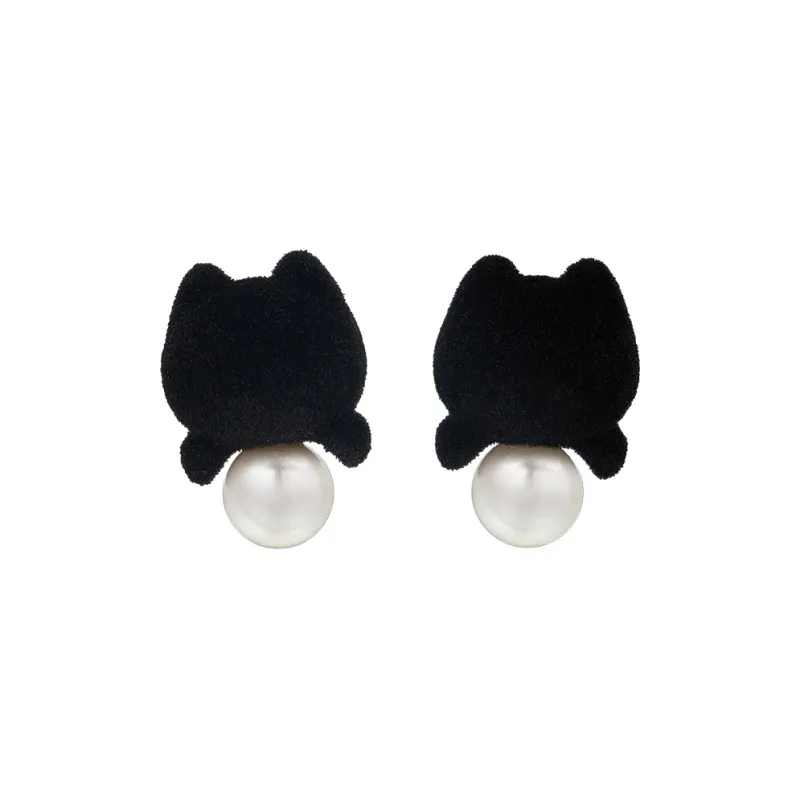 The British Museum Artificial Pearl Stud Earrings Women's Black, Beige-3