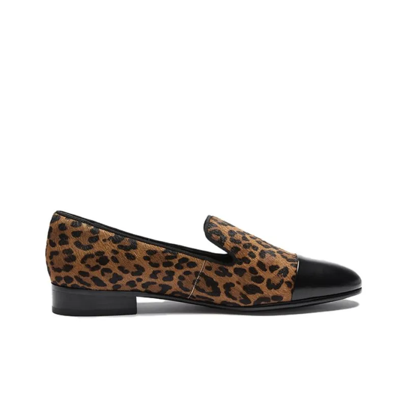 Le Saunda Loafers Women's Forest Wild Leopard Coffee-1