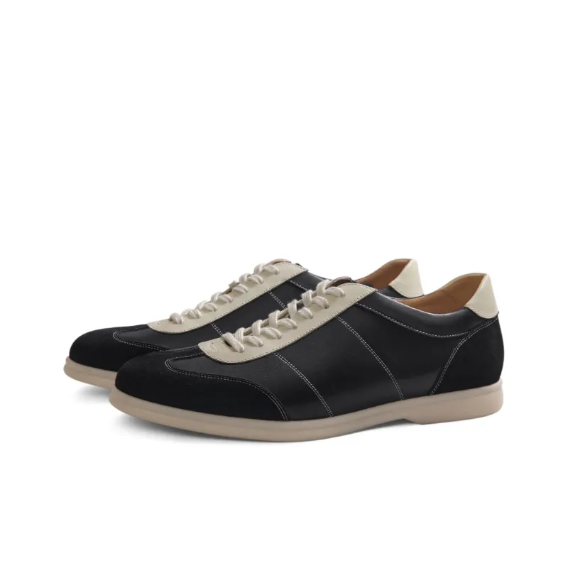 THOM WILLS Vintage Trendy Sports German Army Trainers Casual Shoes Unisex Black White-1