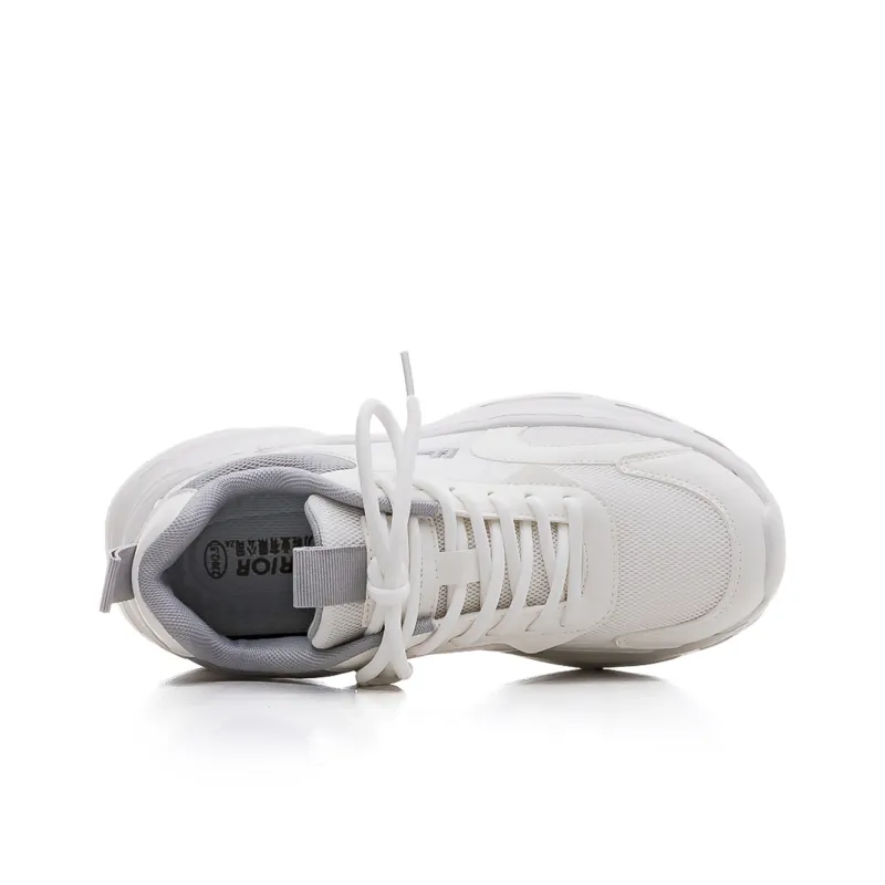 Warrior Lightweight Height Increasing Rebound Low Top Casual Training Long Distance Running Shoes Women's White Gray-3