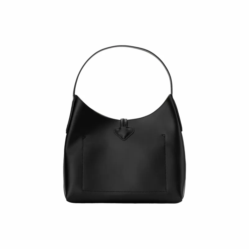 LONGCHAMP Roseau Essential Calfskin Shoulder Bag, Handbag, Shoulder Bag Medium Size Women's Black-4