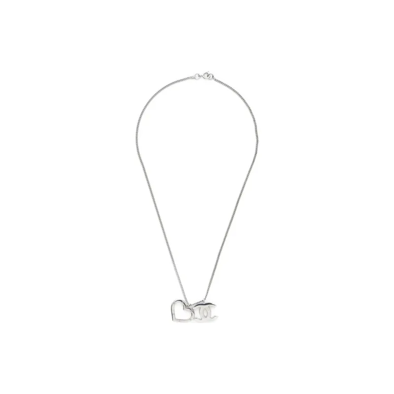 CHANEL 2004 Cc Logo Heart Necklace-0