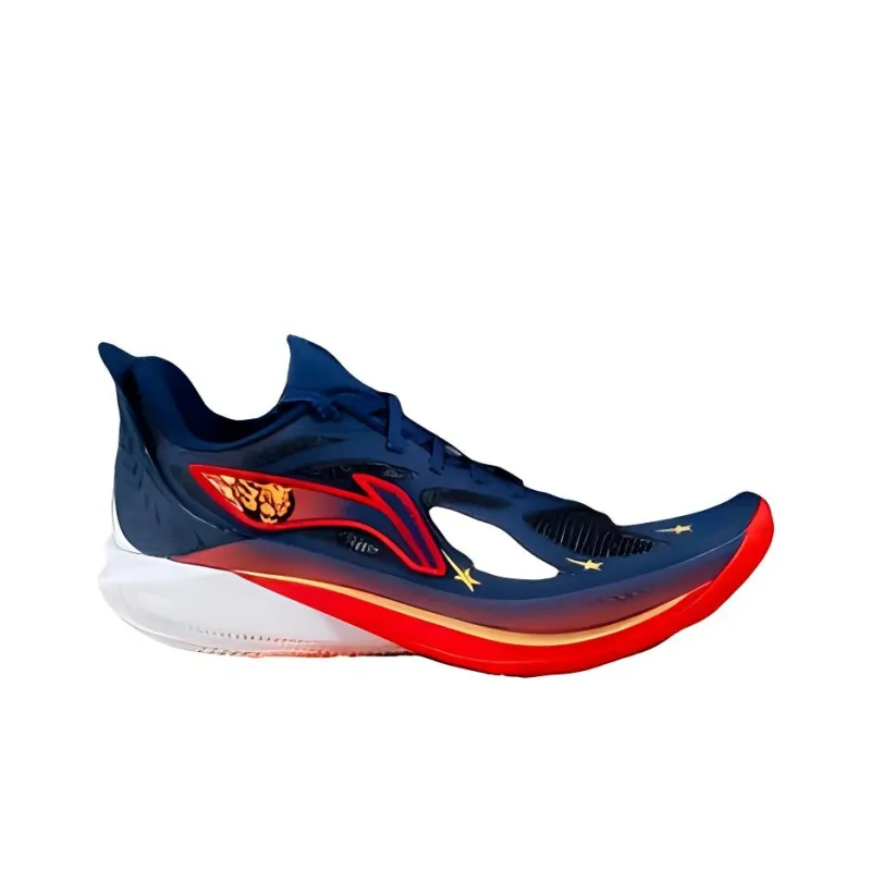 LiNing SONIC 12 PE Version Cushioning Wear Resistant Low Top Basketball Shoes Men's Blue Red-1