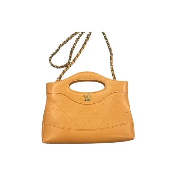 CHANEL Cow Leather Handbag, Shoulder Bag, Crossbody Bag Mini Women's Orange