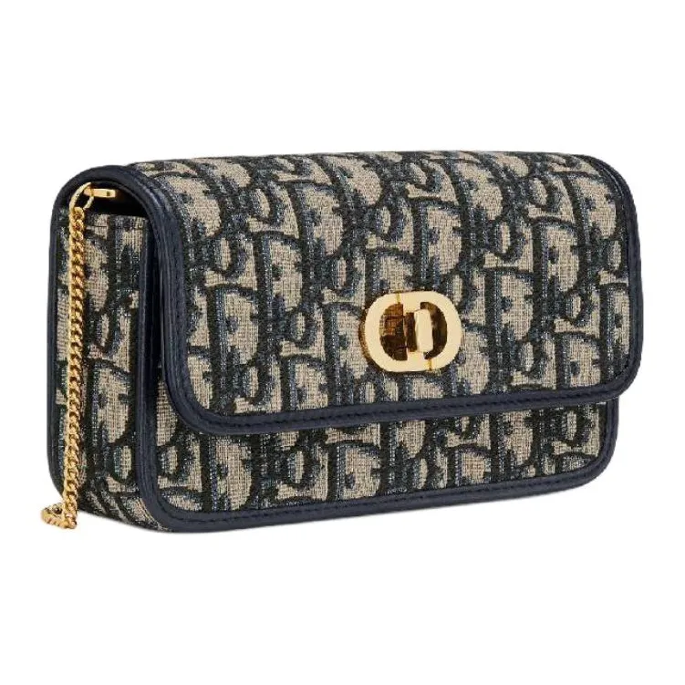DIOR Miss Caro Cotton Shoulder Bag Trumpets Women's Blue-1