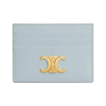 CELINE Calfskin Card Holder Women's Ice Blue