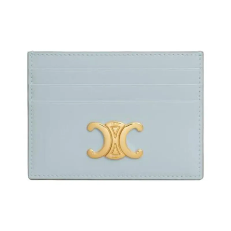 CELINE Calfskin Card Holder Women's Ice Blue-0