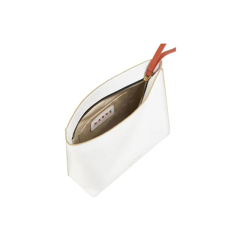 MARNI Calfskin Clutch Women's Light Blue/White-2