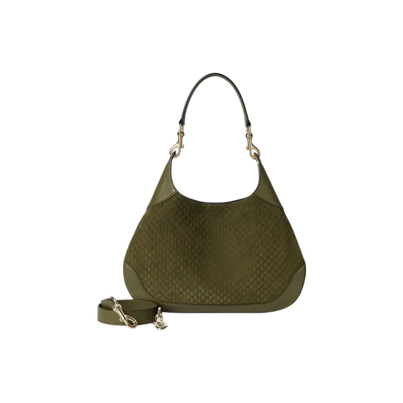 GUCCI Suede Crossbody Bag Shoulder Bag Small Size Women's Dark Green-4