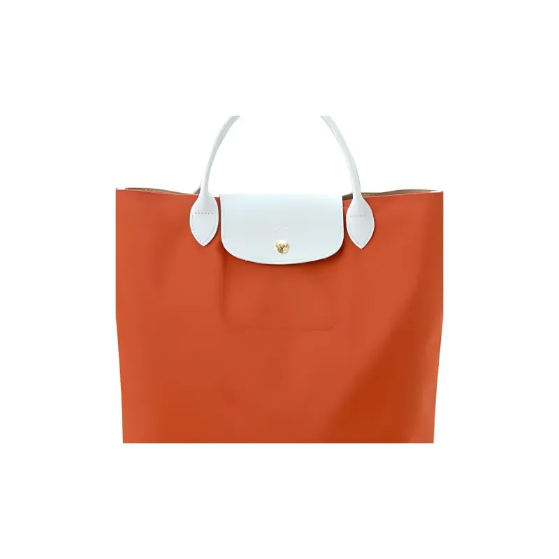 LONGCHAMP Le Pliage Canvas With Leather Trim Tote Bag Shopping Bag Handbag Women's Orange-4