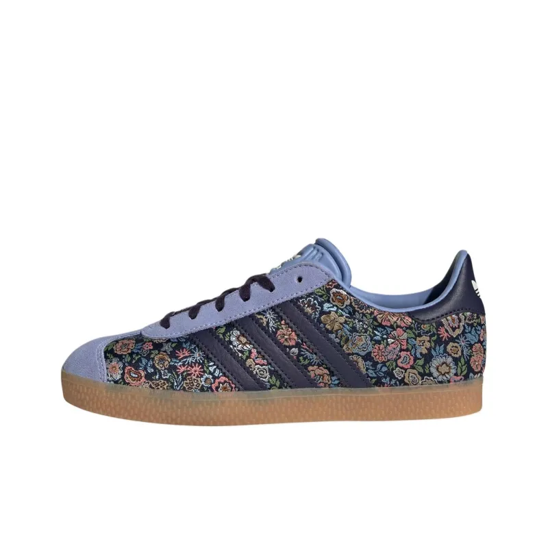 Adidas Originals GAZELLE Abrasion Resistant Low Top Kids' Skateboarding Shoes Blue Black Teenagers-0