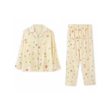 XIAFENYAN Pajama Set Women's Beige Yellow