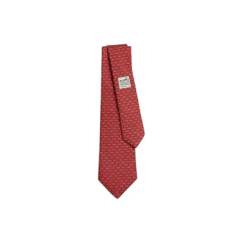 HERMES Silk, Mulberry Silk Ties Men's Red
