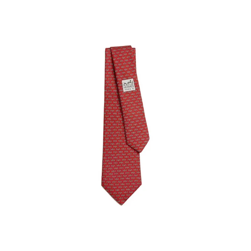 HERMES Silk, Mulberry Silk Ties Men's Red-0
