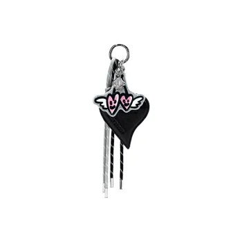 JELLYTOYBOY Artificial Leather Laminated Fabric Heart Pendant Bag Accessories Unisex Black