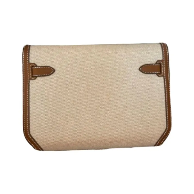 HERMES Kelly Depeches Canvas Canvas Bag Shoulder Bag Crossbody Bag Unisex Beige & Light Tawny-1