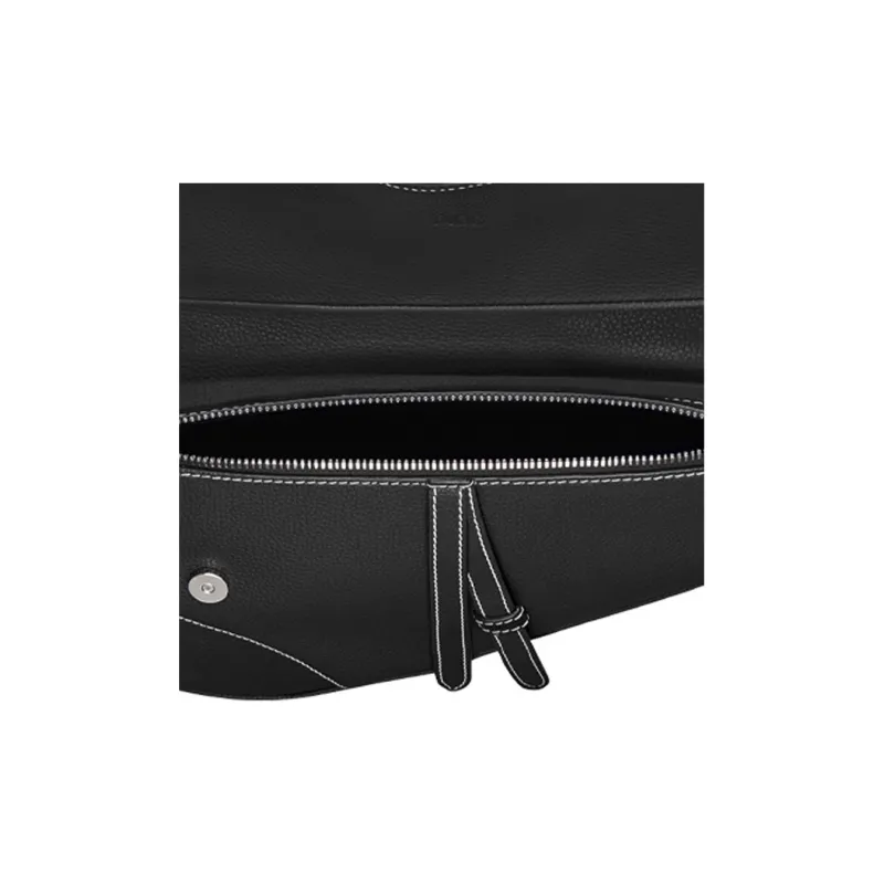 DIOR KAWS Collaboration Saddle Calfskin Bee Saddle Bag Fanny Pack Sling Bag Shoulder Bag Crossbody Bag Men's Black-4
