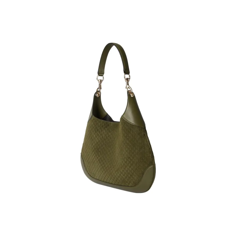 GUCCI Suede Crossbody Bag Shoulder Bag Small Size Women's Dark Green-1