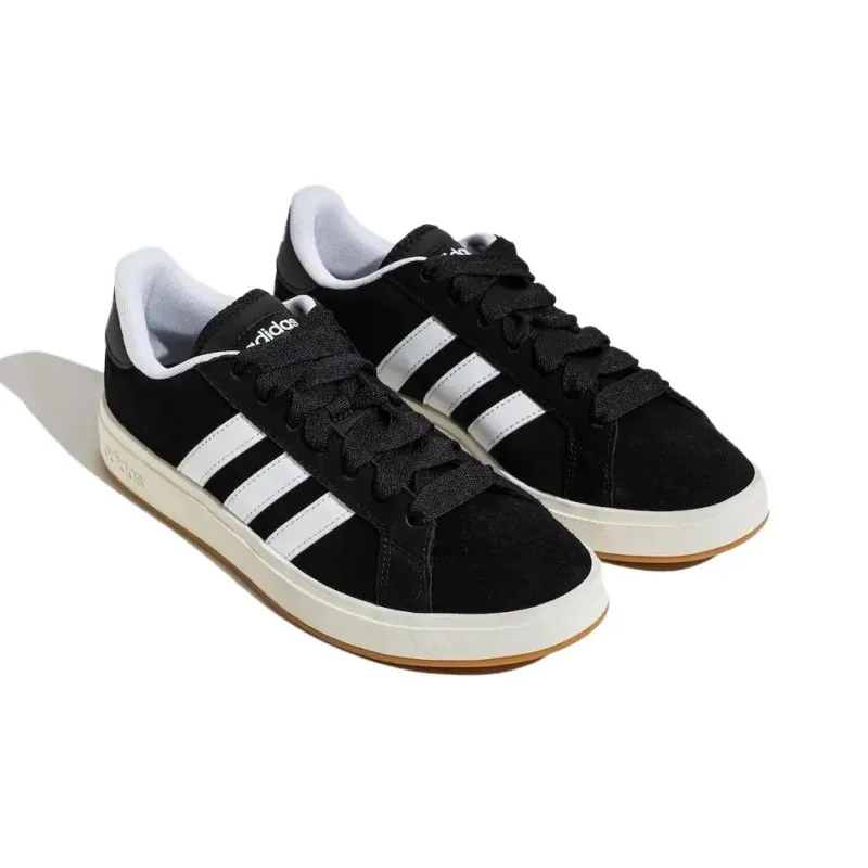 Adidas Grand Court Base 00s Anti Slip Wear Resistant Low Top Skateboard Shoes Unisex Black White-4