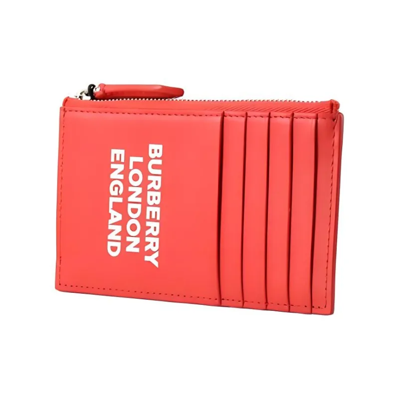 Burberry Cow Leather Wallets Card Holders Unisex Red-1