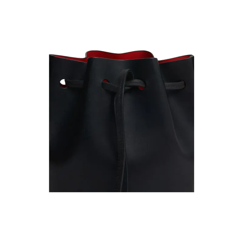MANSUR GAVRIEL Plant Tanned Leather Bucket Bags Shoulder Bag Crossbody Bag Extra Mini Women's Black & Flame Red-3