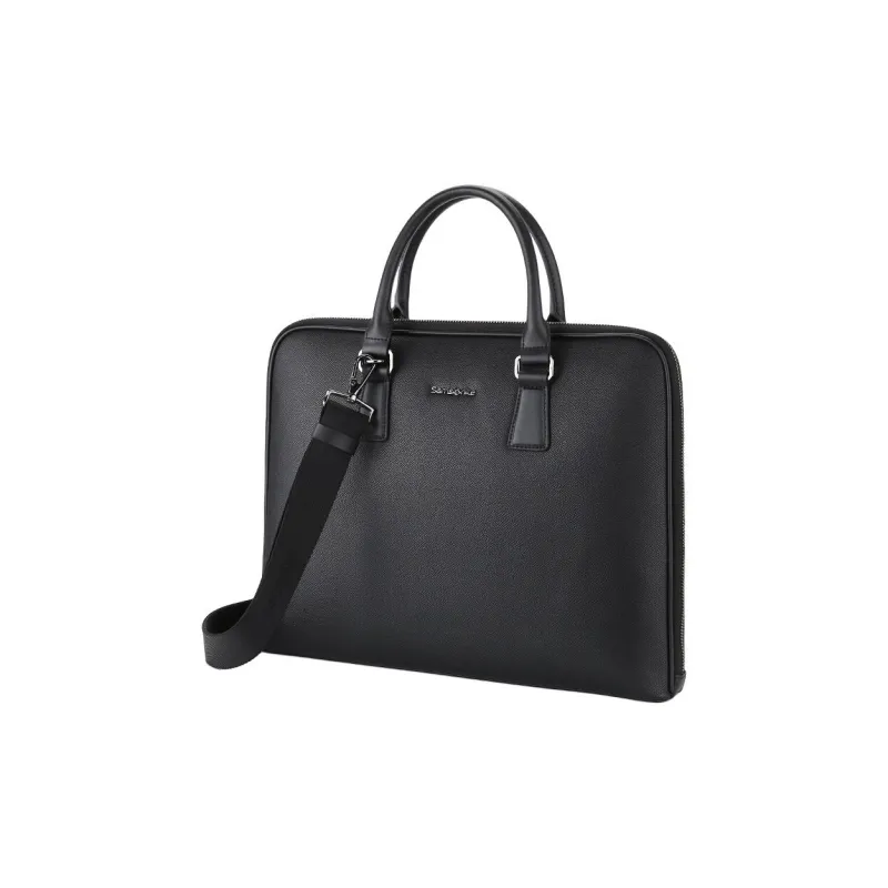 SAMSONITE Cow Split Leather Briefcase, Handbag Men's Black-1