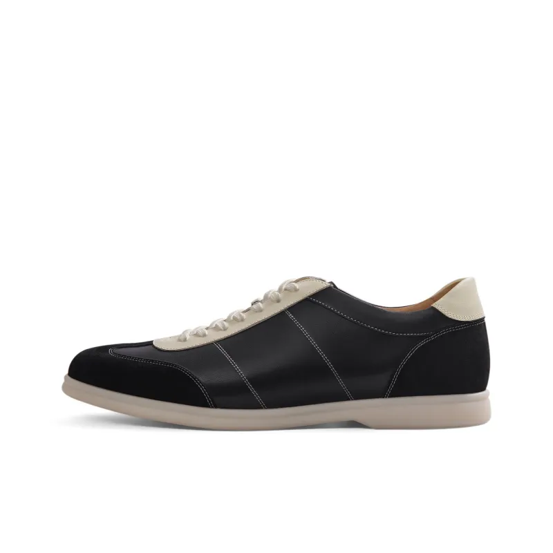 THOM WILLS Vintage Trendy Sports German Army Trainers Casual Shoes Unisex Black White-0