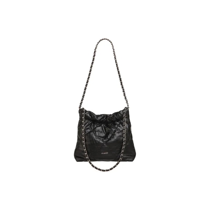 Miao Di Top Grain Cow Leather Shoulder Bag Medium Size Women's Obsidian Black-1