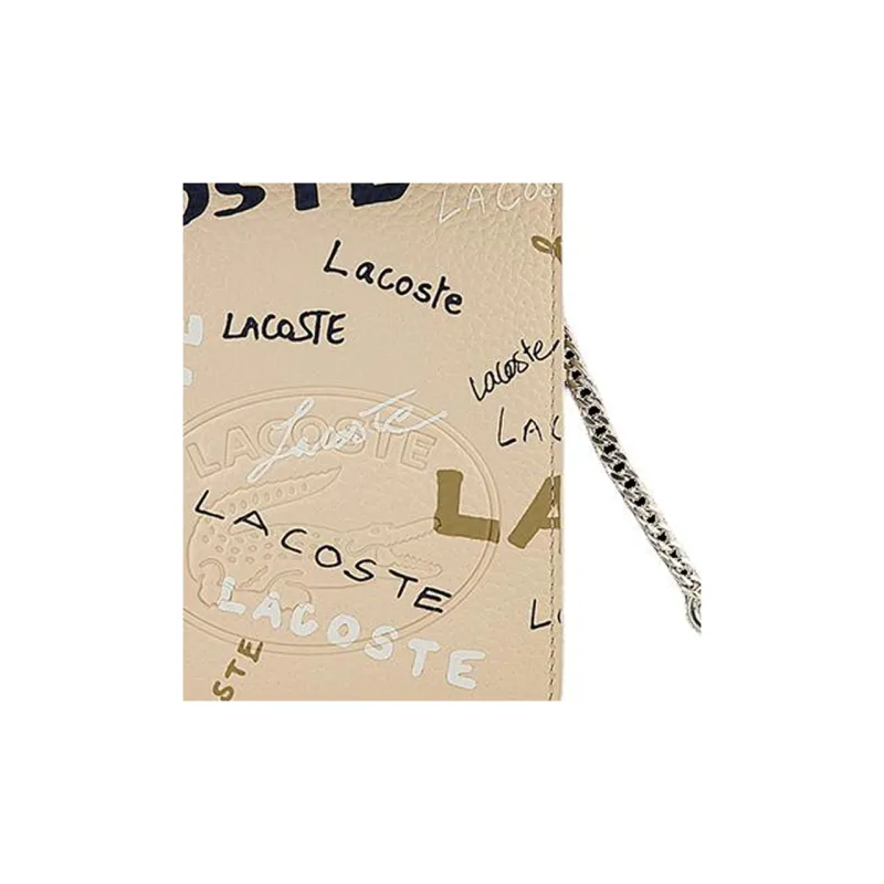 LACOSTE Cow Leather Shoulder Bag Crossbody Bag Women's Oyster Gray-4