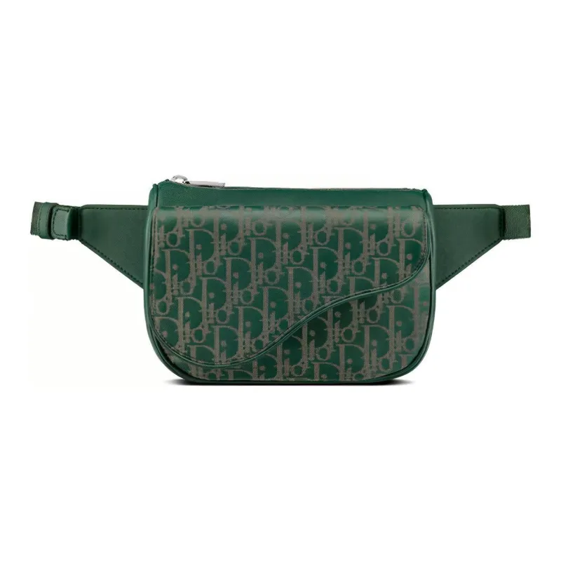 DIOR Saddle Cow Leather Fanny Pack Men's Green-0