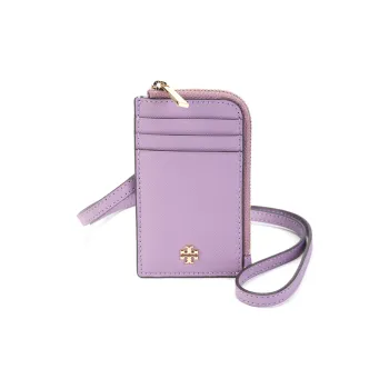 TORY BURCH Emerson Leather Card Holder Women's Purple