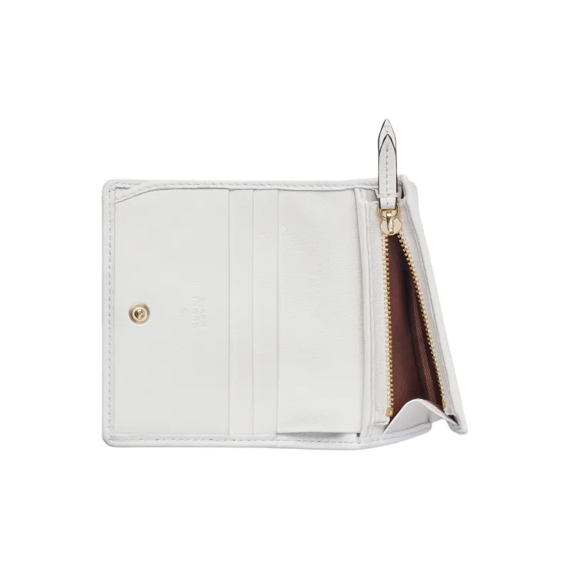 GUCCI GG Emblem Leather Wallet Mini Women's Beige-3