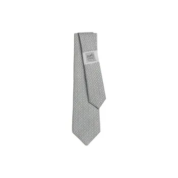 HERMES Silk, Mulberry Silk Ties Men's Light Gray