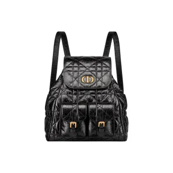 DIOR Caro Cow Leather Backpack Medium Size Women's Black