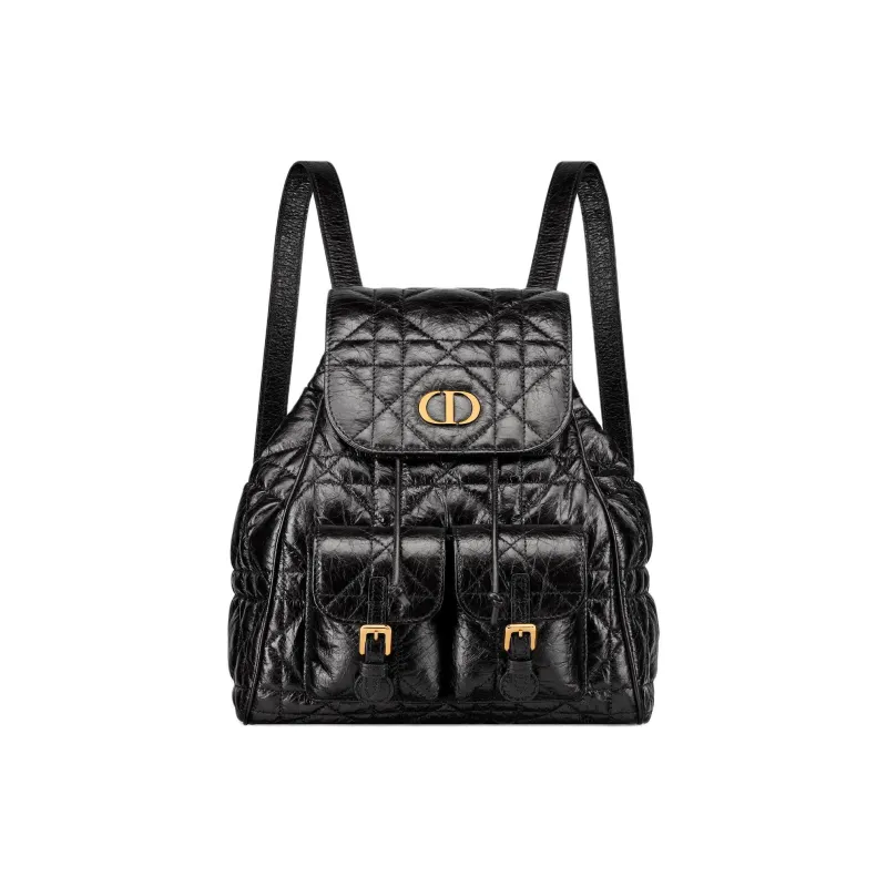 DIOR Caro Cow Leather Backpack Medium Size Women's Black-0