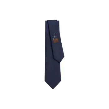 HERMES Silk, Mulberry Silk Ties Men's Marine Blue/Red