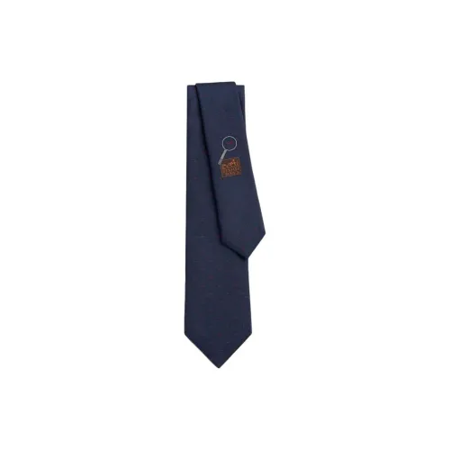 HERMES Silk, Mulberry Silk Ties Men's Marine Blue/Red