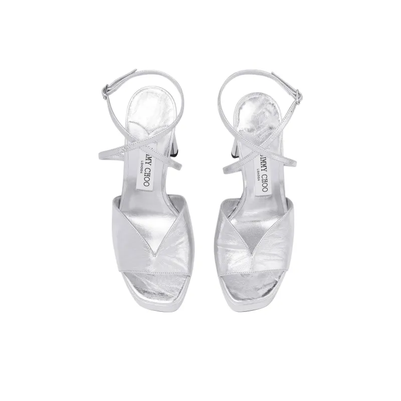 Jimmy Choo Karli Strap Sandals 12.5cm Women's Silver-4