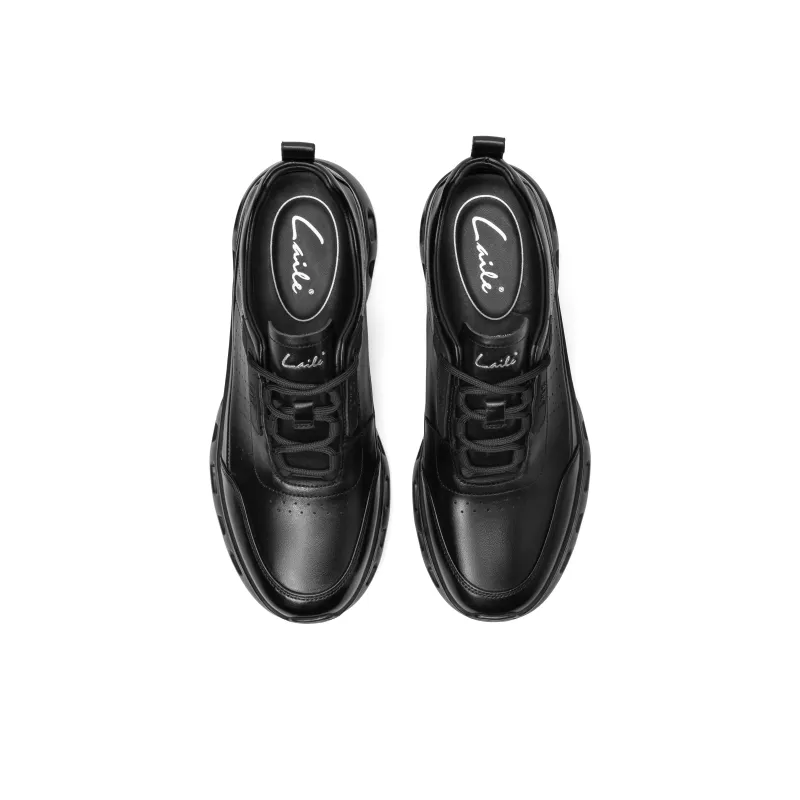 LAILE Water Float Cushioning Breathable Coverage Height Increasing Low Top Casual Shoes Men's Black-5