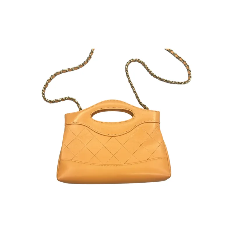 CHANEL Cow Leather Handbag, Shoulder Bag, Crossbody Bag Mini Women's Orange-1
