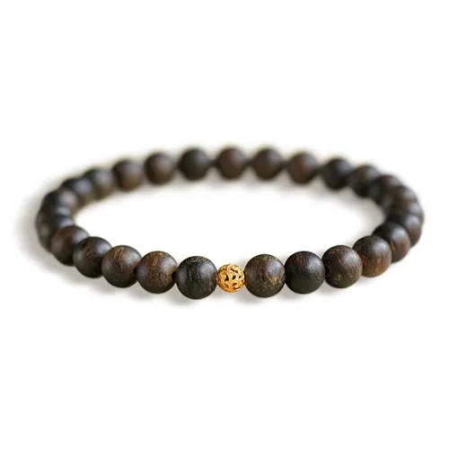 FANGYUANXIAOFU Fragrance Enhancer, Agarwood Single Wrap Plain Beaded Bracelet Women's