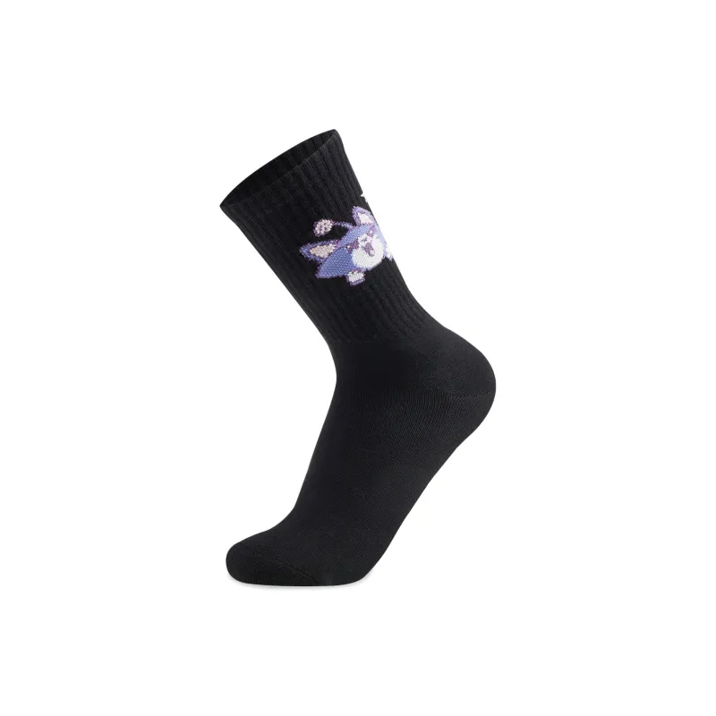 LiNing Sports Life Collection Mid Calf Socks Unisex 1 Pack Black-0