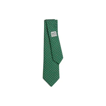 HERMES Silk, Mulberry Silk Ties Men's Green