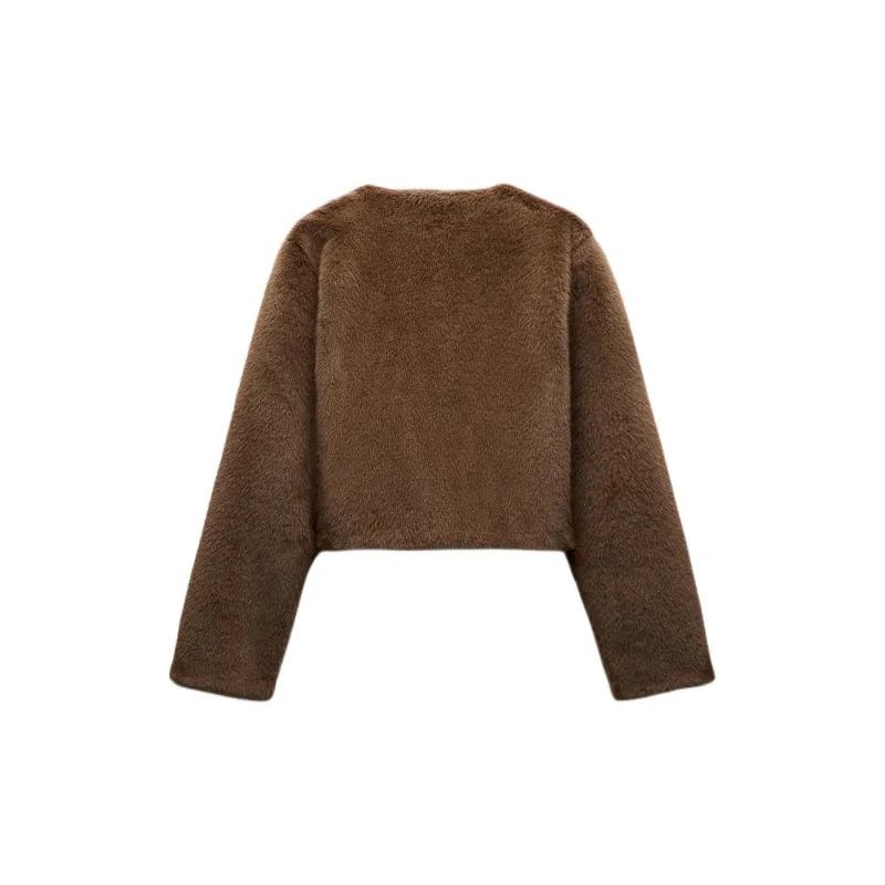 ZARA Velvet feel Coat Women's Brown-1