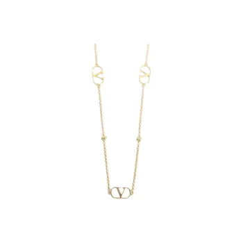Valentino Metal Brass Necklaces Unisex Gold