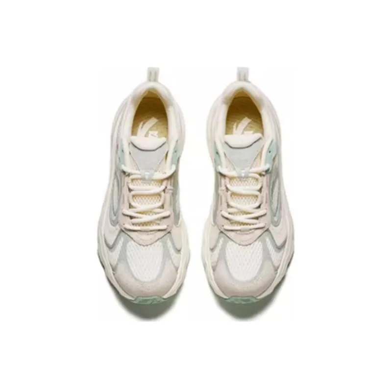 Anta Cushioned Slip Resistant Low Top Casual Shoes Women's White Green Gray-3